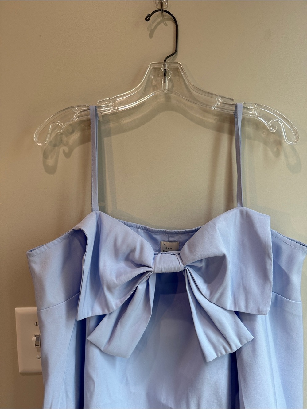 Light Blue Bow Front Spaghetti Strap Dress